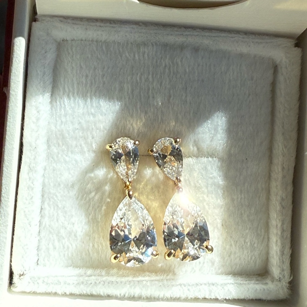 Aurate New York Lab Grown White Sapphire Pear Drop Earrings
